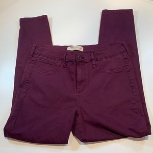 Distressed Wine Colored Jeans